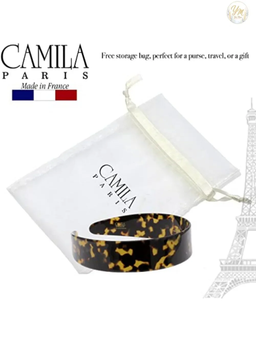 Handmade French Headband, Cellulose Acetate, No-Slip Grip, Strong Hold Hair